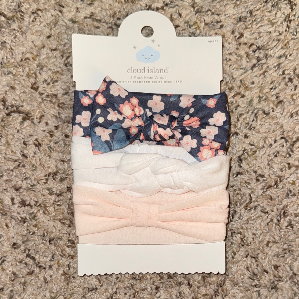 Cloud Island Floral and Solid Head Wraps - 3 Pack